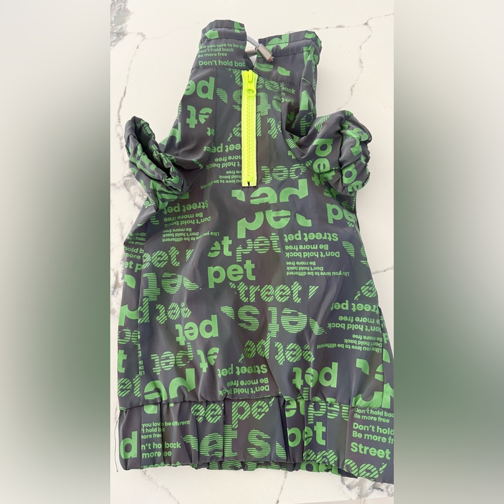 Gray and Green Pet Jacket